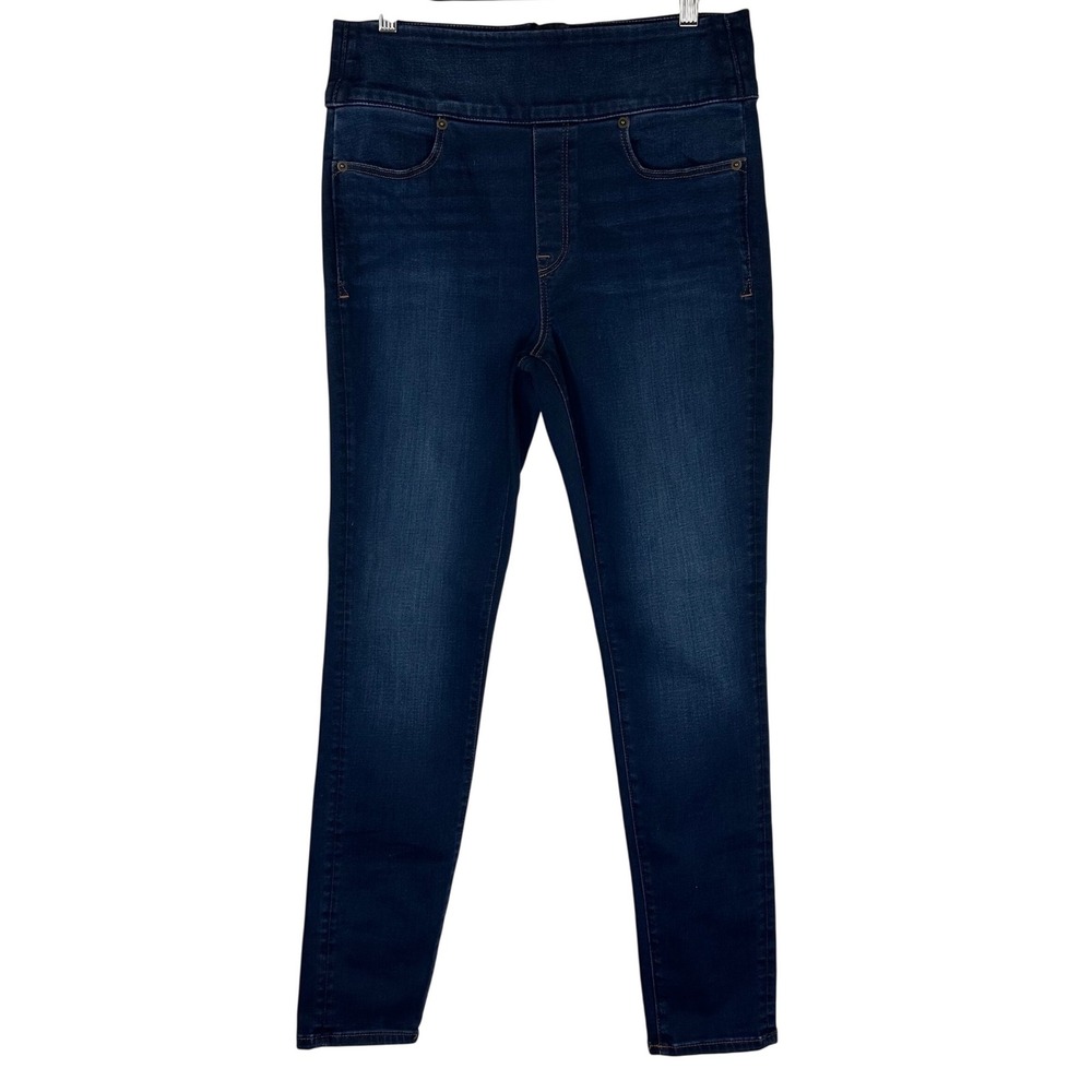 Spanx Signature Back Zip Waist Skinny Jeans Dark Wash Indigo High Rise Womens 30